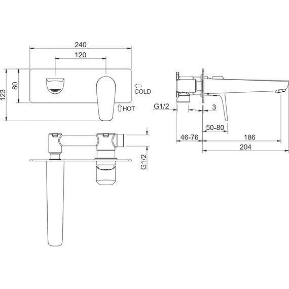 Смеситель для раковины настенный Aquatek Бетта AQ1113MB, чёрный матовый, Цвет производителя: чёрный матовый - фото 11