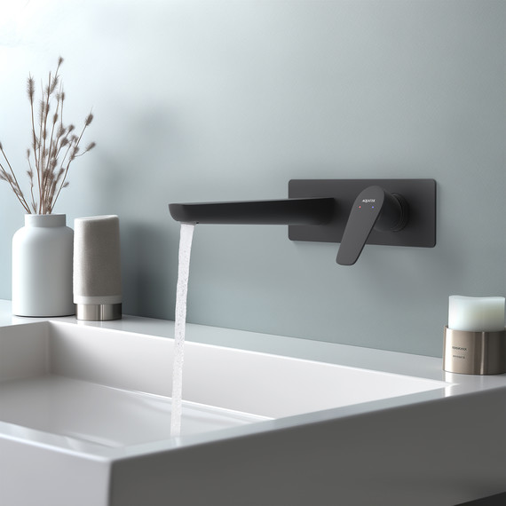 Смеситель для раковины настенный Aquatek Бетта AQ1113MB, чёрный матовый, Цвет производителя: чёрный матовый - фото 4