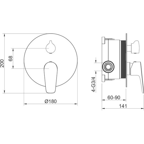 Смеситель для ванны Aquatek Бетта AQ1146MB (со скрытой частью) чёрный матовый, Цвет производителя: чёрный матовый - фото 4