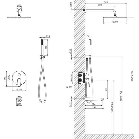 Душевая система для ванны Aquatek Бетта AQ1173CR (со скрытой частью), Цвет производителя: хром - фото 11