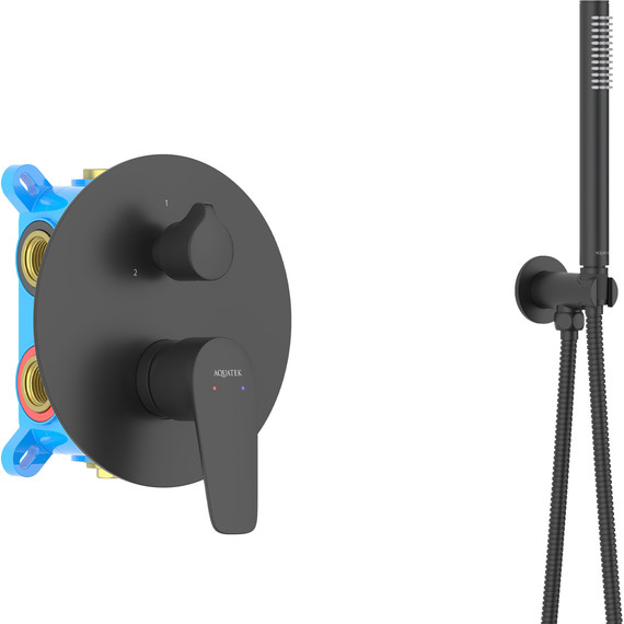 Душевая система для ванны Aquatek Бетта AQ1173MB (со скрытой частью) чёрный матовый, Цвет производителя: чёрный матовый - фото 4