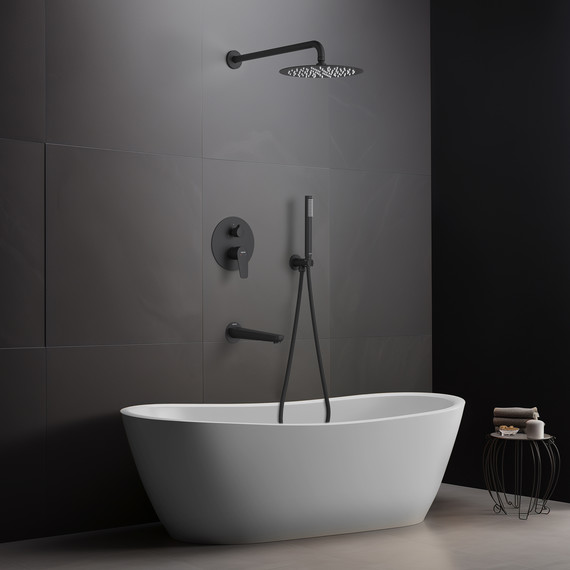 Душевая система для ванны Aquatek Бетта AQ1173MB (со скрытой частью) чёрный матовый, Цвет производителя: чёрный матовый - фото 8