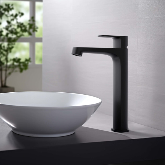 Смеситель для раковины высокий Aquatek Оберон AQ1204MB, чёрный матовый, Цвет производителя: чёрный матовый - фото, картинка 2 Смеситель для раковины высокий Aquatek Оберон AQ1204MB, чёрный матовый, Цвет производителя: чёрный матовый - фото 2