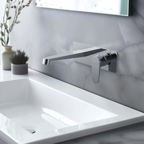 Смеситель для раковины настенный Aquatek Оберон AQ1213CR, Цвет производителя: хром - фото 2