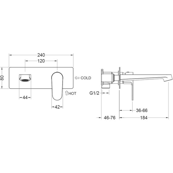 Смеситель для раковины настенный Aquatek Оберон AQ1213MB, чёрный матовый, Цвет производителя: чёрный матовый - фото 14
