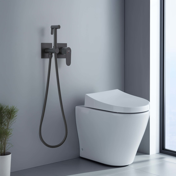 Набор для гигиенического душа Aquatek Оберон AQ1220MB (со скрытой частью) чёрный матовый - фото 3