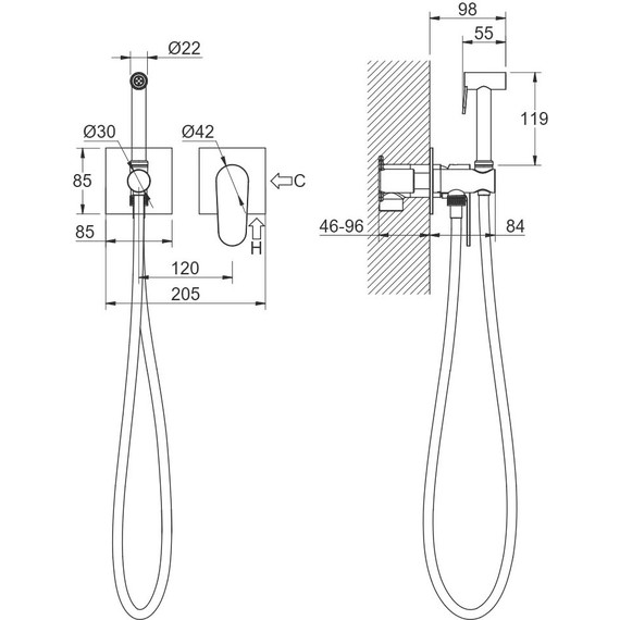 Набор для гигиенического душа Aquatek Оберон AQ1220CR (со скрытой частью) - фото 5