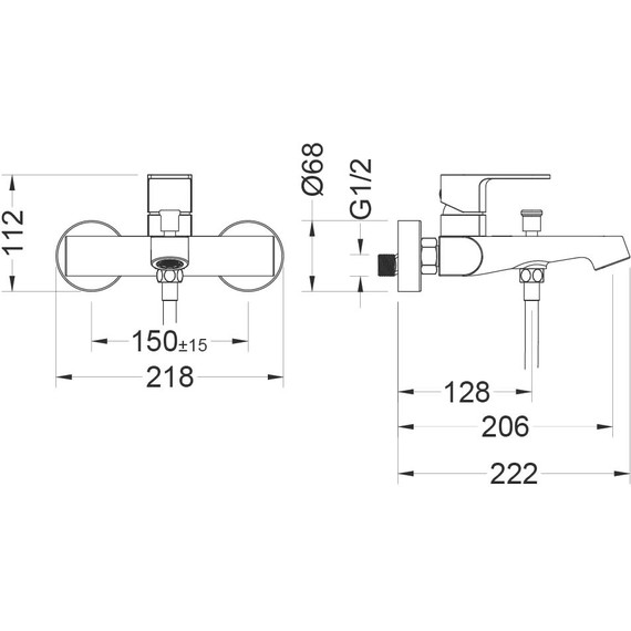 Смеситель для ванны Aquatek Оберон AQ1240CR, Цвет производителя: хром - фото 2