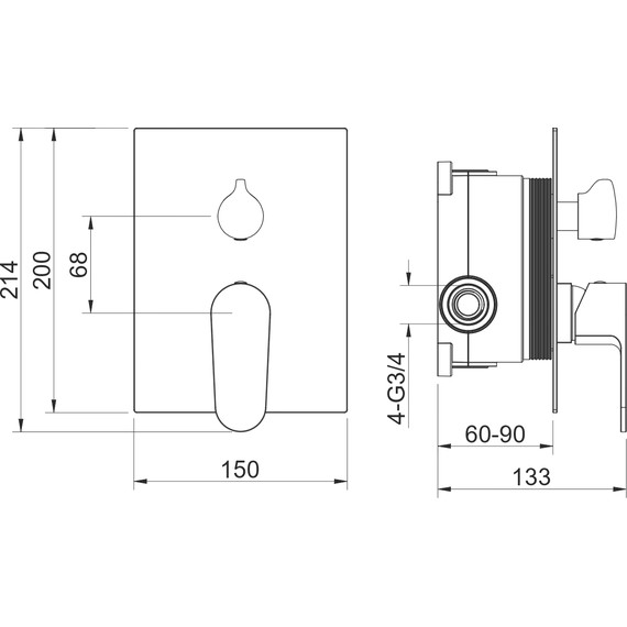 Смеситель для ванны Aquatek Оберон AQ1246MB (со скрытой частью) чёрный матовый, Цвет производителя: чёрный матовый - фото 4