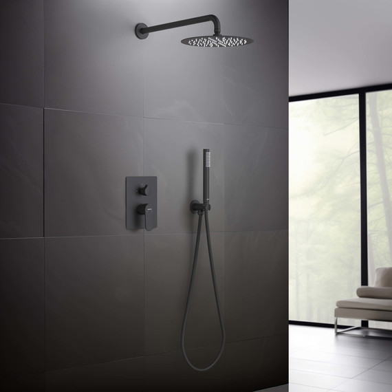 Душевая система для душа Aquatek Оберон AQ1272MB (со скрытой частью) чёрный матовый, Цвет производителя: чёрный матовый - фото 4