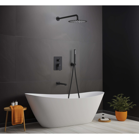 Душевая система для ванны Aquatek Оберон AQ1273MB (со скрытой частью) чёрный матовый, Цвет производителя: чёрный матовый - фото 4