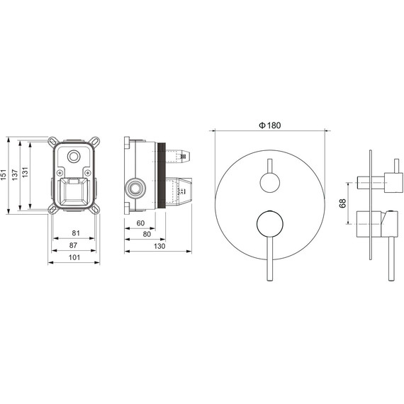 Смеситель для ванны Aquatek Европа AQ1346MB (со скрытой частью) чёрный матовый, Цвет производителя: чёрный матовый - фото 3