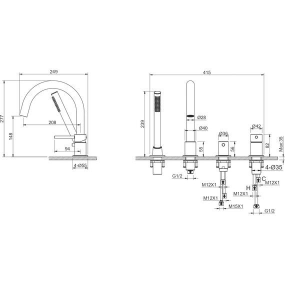 Смеситель для ванны Aquatek Европа AQ1348CR, Цвет производителя: хром - фото 10