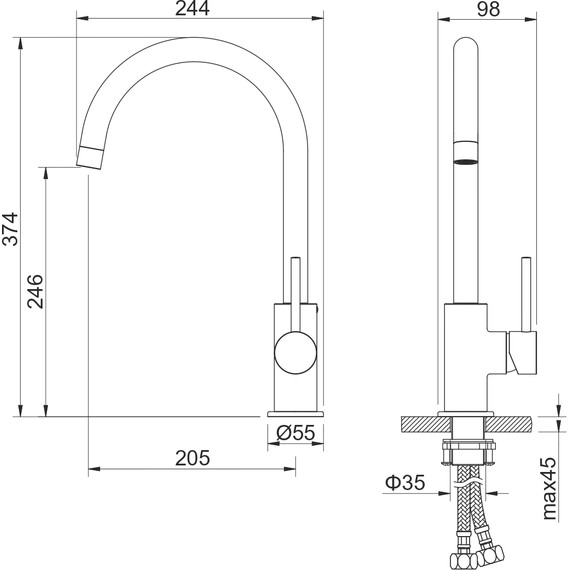 Смеситель для кухни Aquatek Европа AQ1382MB, чёрный матовый, Цвет производителя: чёрный матовый - фото 7