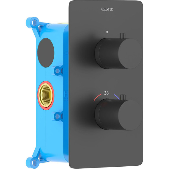 Смеситель для душа с термостатом Aquatek Европа AQ1391MB (со скрытой частью) чёрный матовый, Цвет производителя: чёрный матовый - фото 2