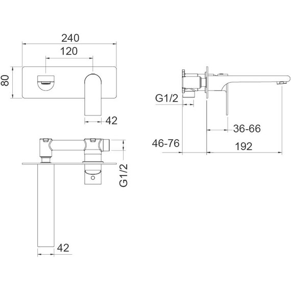 Смеситель для раковины настенный Aquatek Лира AQ1413CR, Цвет производителя: хром - фото 5