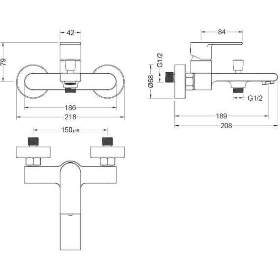 Смеситель для ванны Aquatek Лира AQ1440CR, Цвет производителя: хром - фото 2