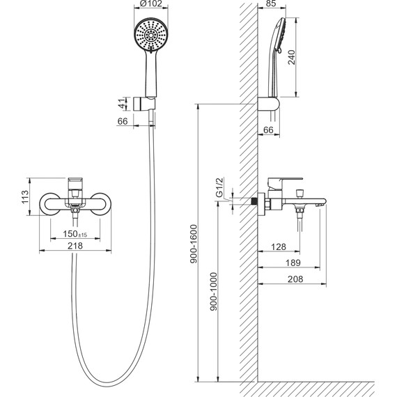 Смеситель для ванны Aquatek Лира AQ1449MB, чёрный матовый, Цвет производителя: чёрный матовый - фото 11