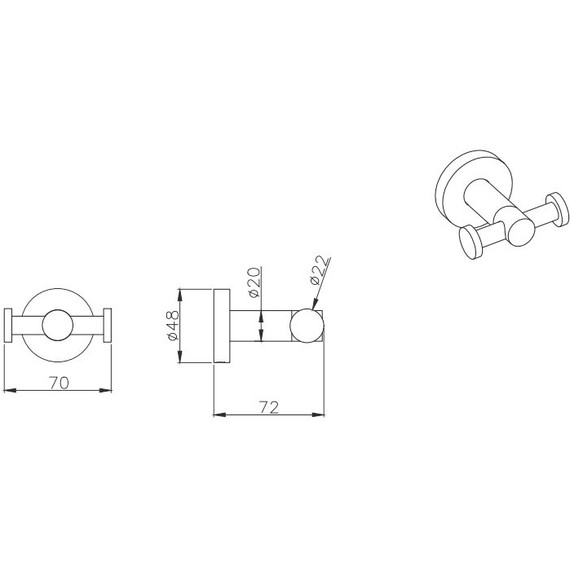 Двойной крючок Aquatek Вега AQ4002MB, цвет чёрный матовый - фото 2