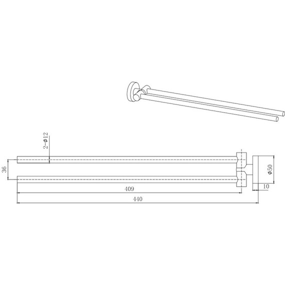 Держатель для полотенец Aquatek Вега AQ4013MB, цвет чёрный матовый - фото 2