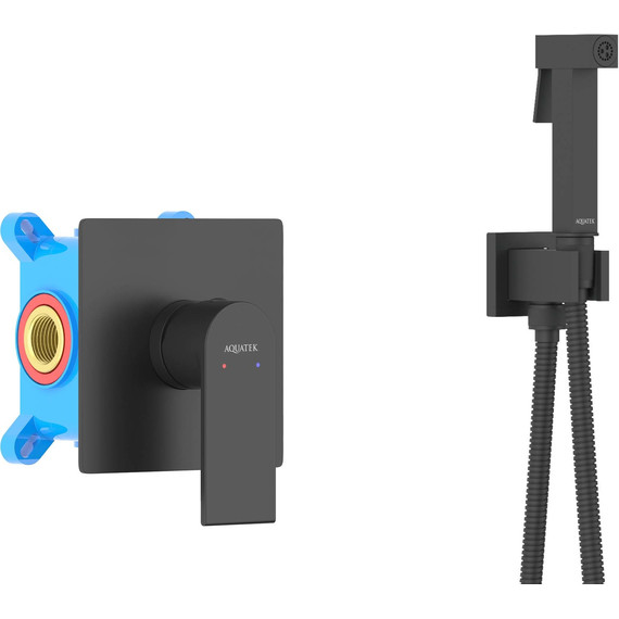 Набор для гигиенического душа Aquatek Лира AQ1419MB (со скрытой частью) чёрный матовый - фото 2