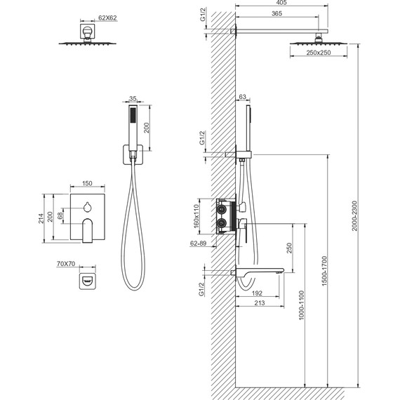 Душевая система для ванны Aquatek Лира AQ1473CR (со скрытой частью), Цвет производителя: хром - фото 5