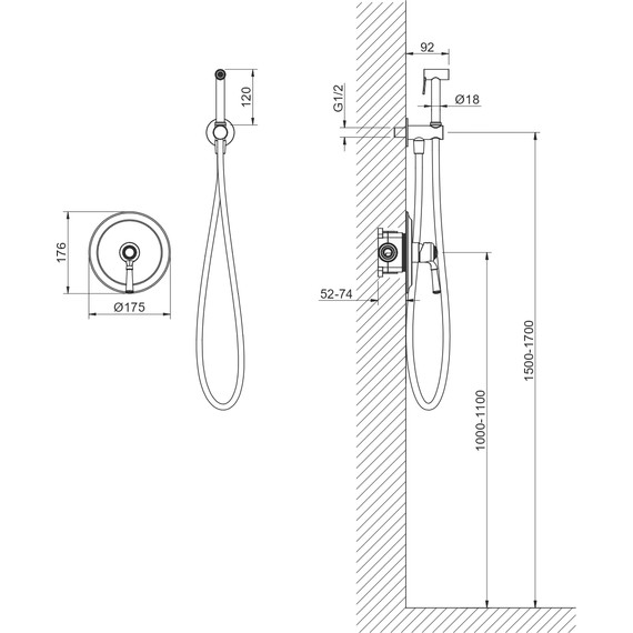 Набор для гигиенического душа Aquatek Классик AQ1519MB (со скрытой частью) чёрный матовый - фото 8