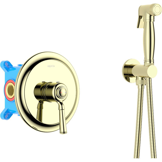 Набор для гигиенического душа Aquatek Классик AQ1519PG (со скрытой частью) золото - фото 2