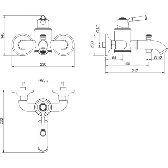 Смеситель для ванны Aquatek Классик AQ1540CR, Цвет производителя: хром - фото 3