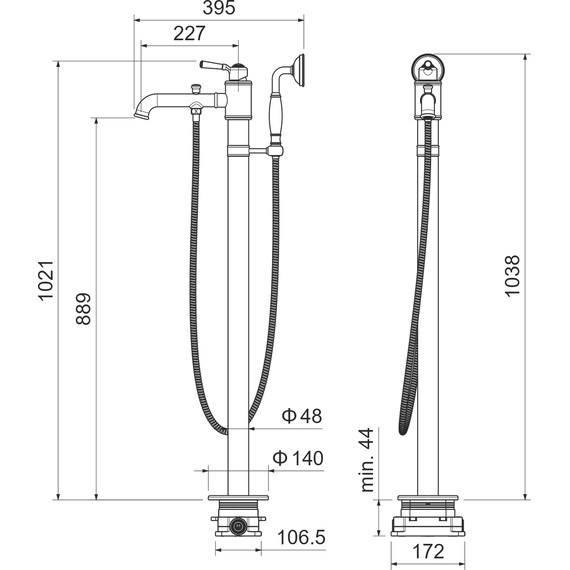 Смеситель для ванны Aquatek Классик AQ1545PG, золото, Цвет производителя: золото - фото 9