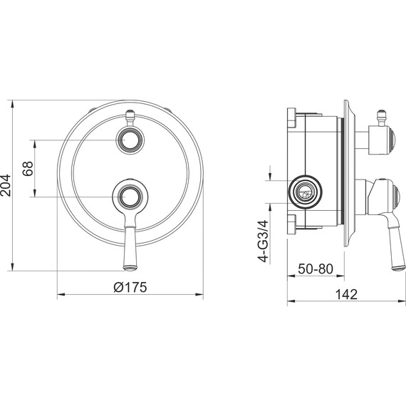 Смеситель для ванны Aquatek Классик AQ1546MB (со скрытой частью) чёрный матовый, Цвет производителя: чёрный матовый - фото 4