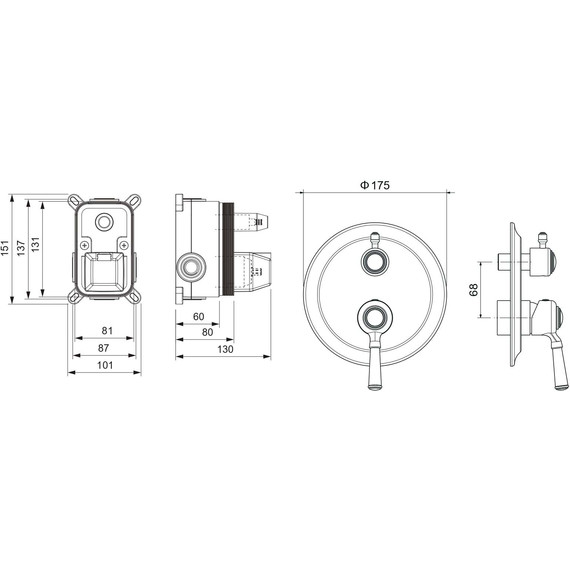 Смеситель для ванны Aquatek Классик AQ1546CR (со скрытой частью), Цвет производителя: хром - фото 3