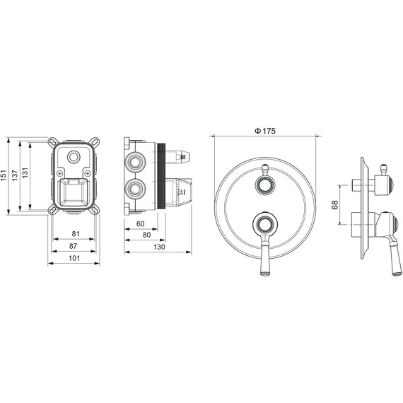 Смеситель для ванны Aquatek Классик AQ1547PG (со скрытой частью) золото, Цвет производителя: золото - фото 3