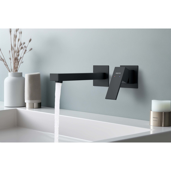 Смеситель для раковины настенный Aquatek Либра AQ1613MB, чёрный матовый, Цвет производителя: чёрный матовый - фото 4