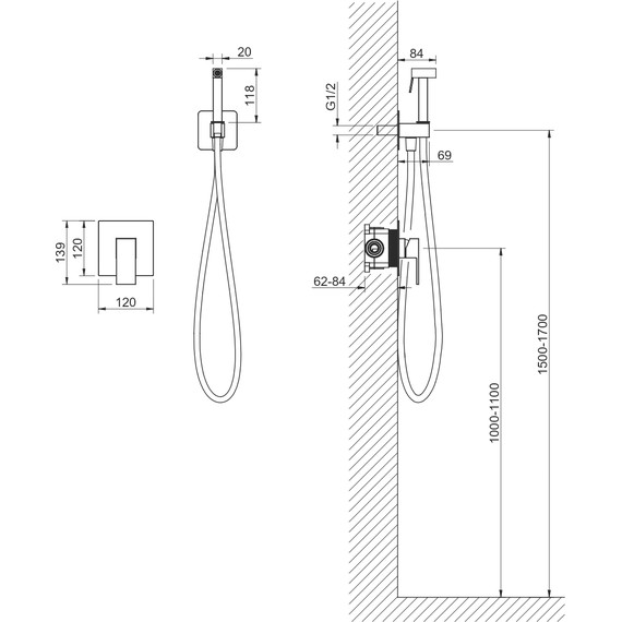 Набор для гигиенического душа Aquatek Либра AQ1619CR (со скрытой частью) - фото 7