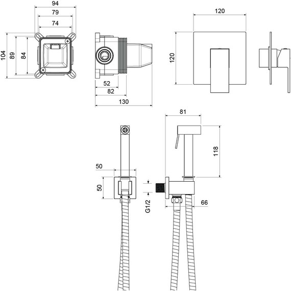 Набор для гигиенического душа Aquatek Либра AQ1619CR (со скрытой частью) - фото 6