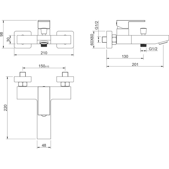 Смеситель для ванны Aquatek Либра AQ1640MB, чёрный матовый, Цвет производителя: чёрный матовый - фото 6