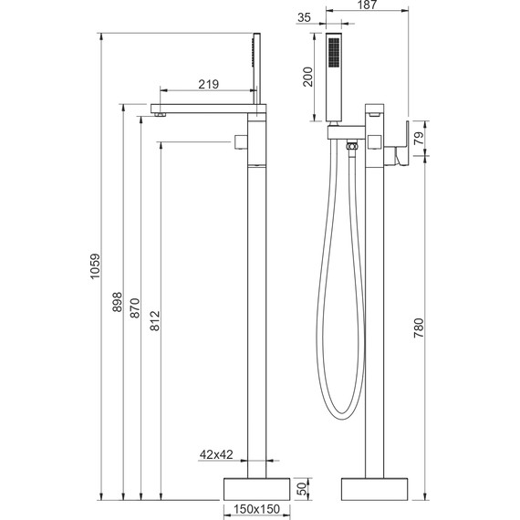 Смеситель для ванны Aquatek Либра AQ1645MB, чёрный матовый, Цвет производителя: чёрный матовый - фото 5