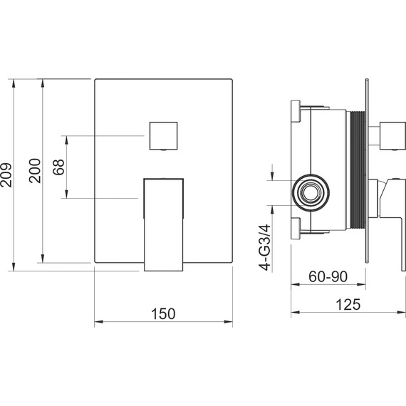Смеситель для ванны Aquatek Либра AQ1646MB (со скрытой частью) чёрный матовый, Цвет производителя: чёрный матовый - фото 4
