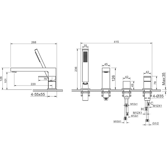Смеситель для ванны Aquatek Либра AQ1648CR, Цвет производителя: хром - фото 7