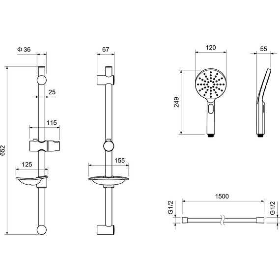 Душевой гарнитур Aquatek Оберон AQ2014MB, чёрный матовый - фото 9