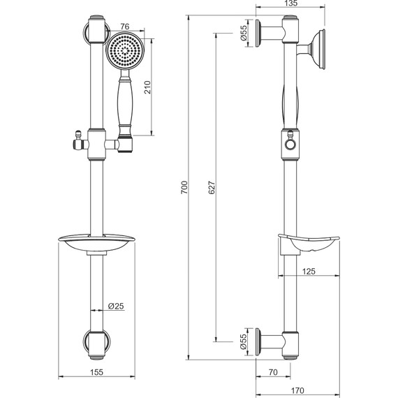 Душевой гарнитур Aquatek Классик AQ2020MB, чёрный матовый - фото 4
