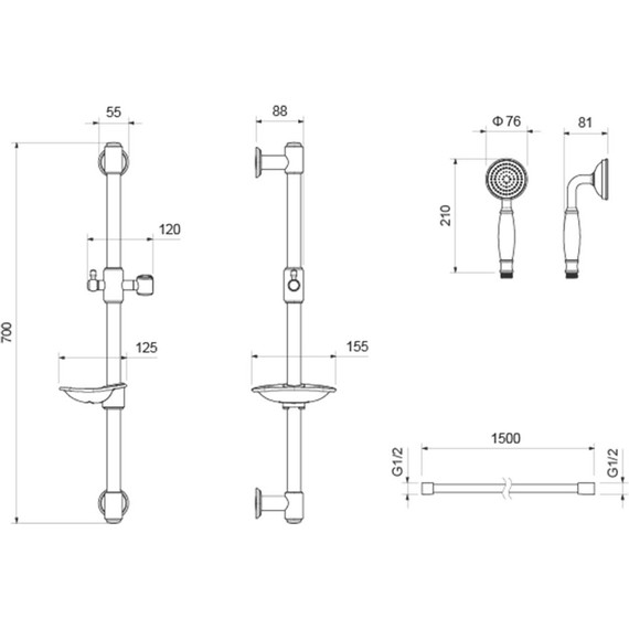Душевой гарнитур Aquatek Классик AQ2020CR - фото 3
