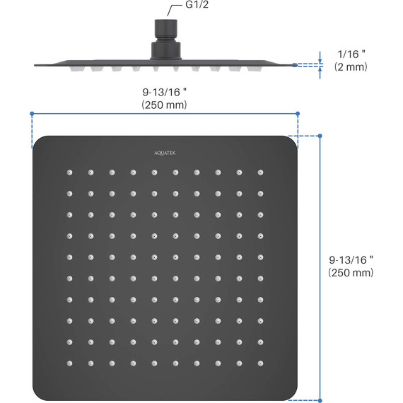 Верхний душ Aquatek 250x250 мм AQ2072MB, чёрный матовый - фото 8