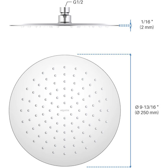 Верхний душ Aquatek 250x250 мм AQ2073CR - фото 8