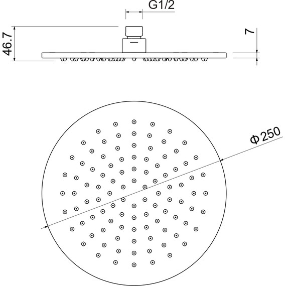Верхний душ Aquatek 250x250 мм AQ2077MB, чёрный матовый - фото 7