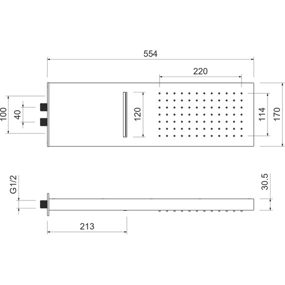 Верхний душ Aquatek 170x554 мм AQ2085MB, чёрный матовый - фото 4