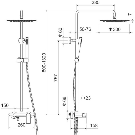 Душевая стойка Aquatek Лира AQ2440MB, чёрный матовый, Цвет производителя: чёрный матовый - фото 10