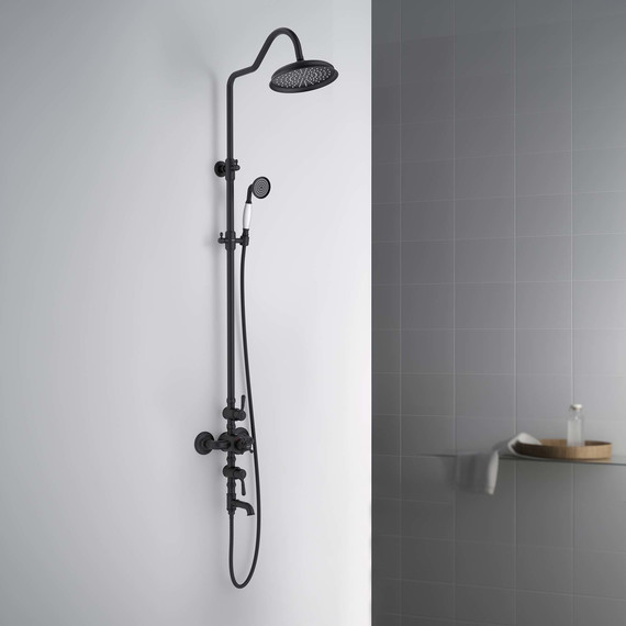 Душевая стойка с термостатом Aquatek Классик AQ2543MB, чёрный матовый, Цвет производителя: чёрный матовый - фото 4