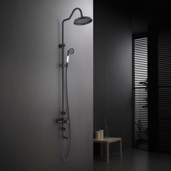 Душевая стойка с термостатом Aquatek Классик AQ2543MB, чёрный матовый, Цвет производителя: чёрный матовый - фото 8